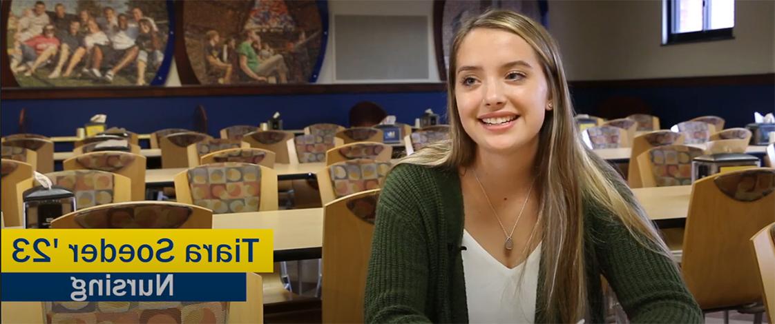 Student Tiara Soeder sitting in the cafeteria